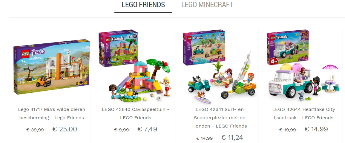 -25% LEGO Friends en LEGO Minecraft