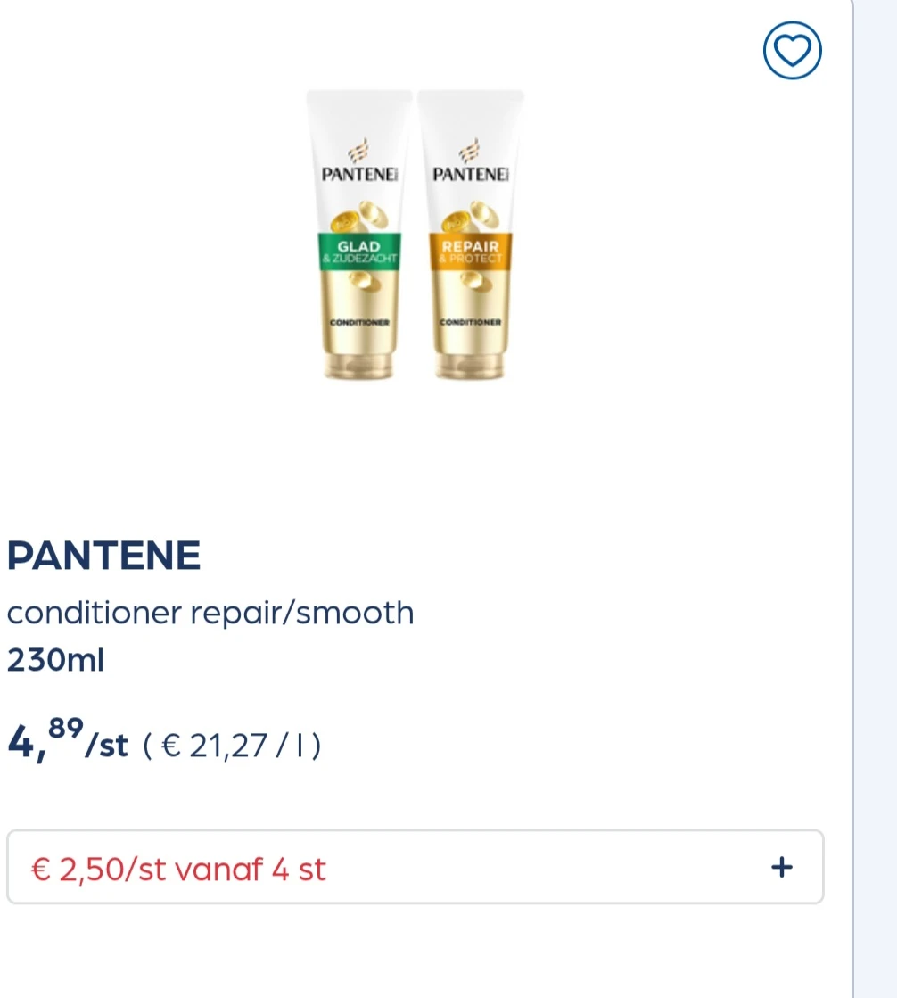 Verschillende pantene veel goedkoper
