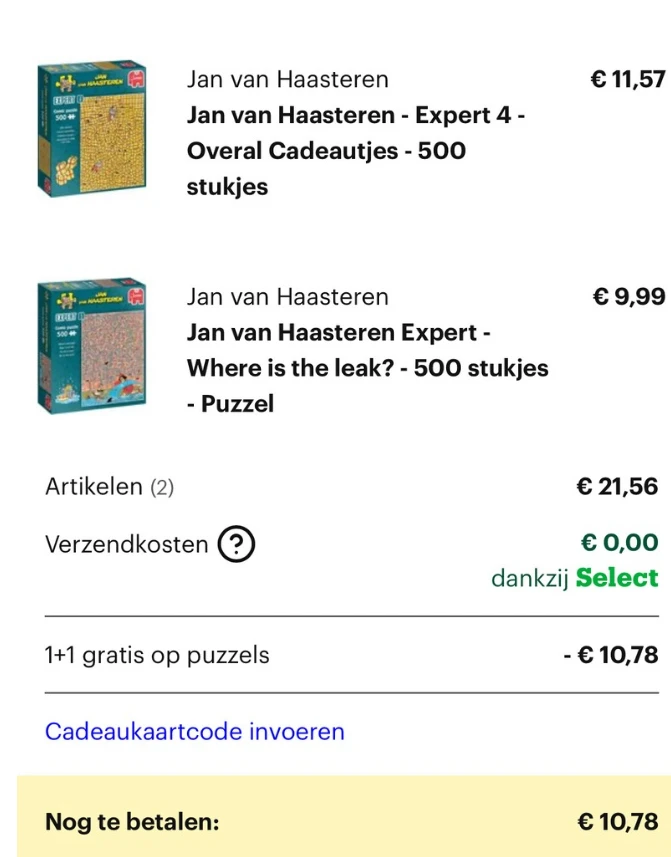 1+1 gratis op Jan van Haasteren en Wasgij