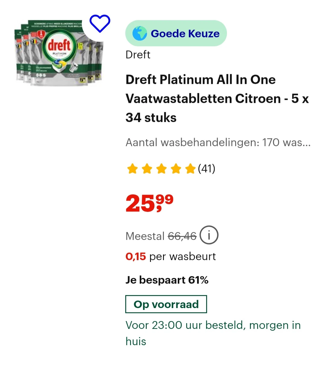 Dreft platinum all in one vaatwastabletten citroen - 5 x 34 stuks -61% bij bol.com