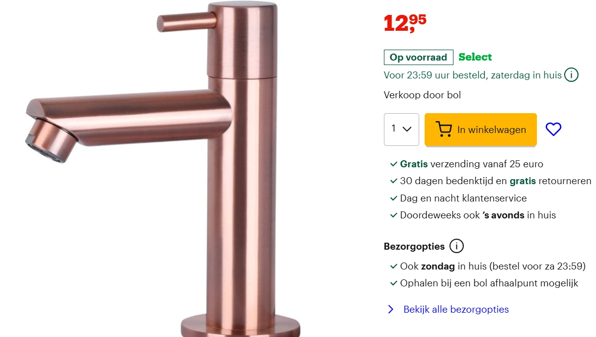 wastafelkraan koper