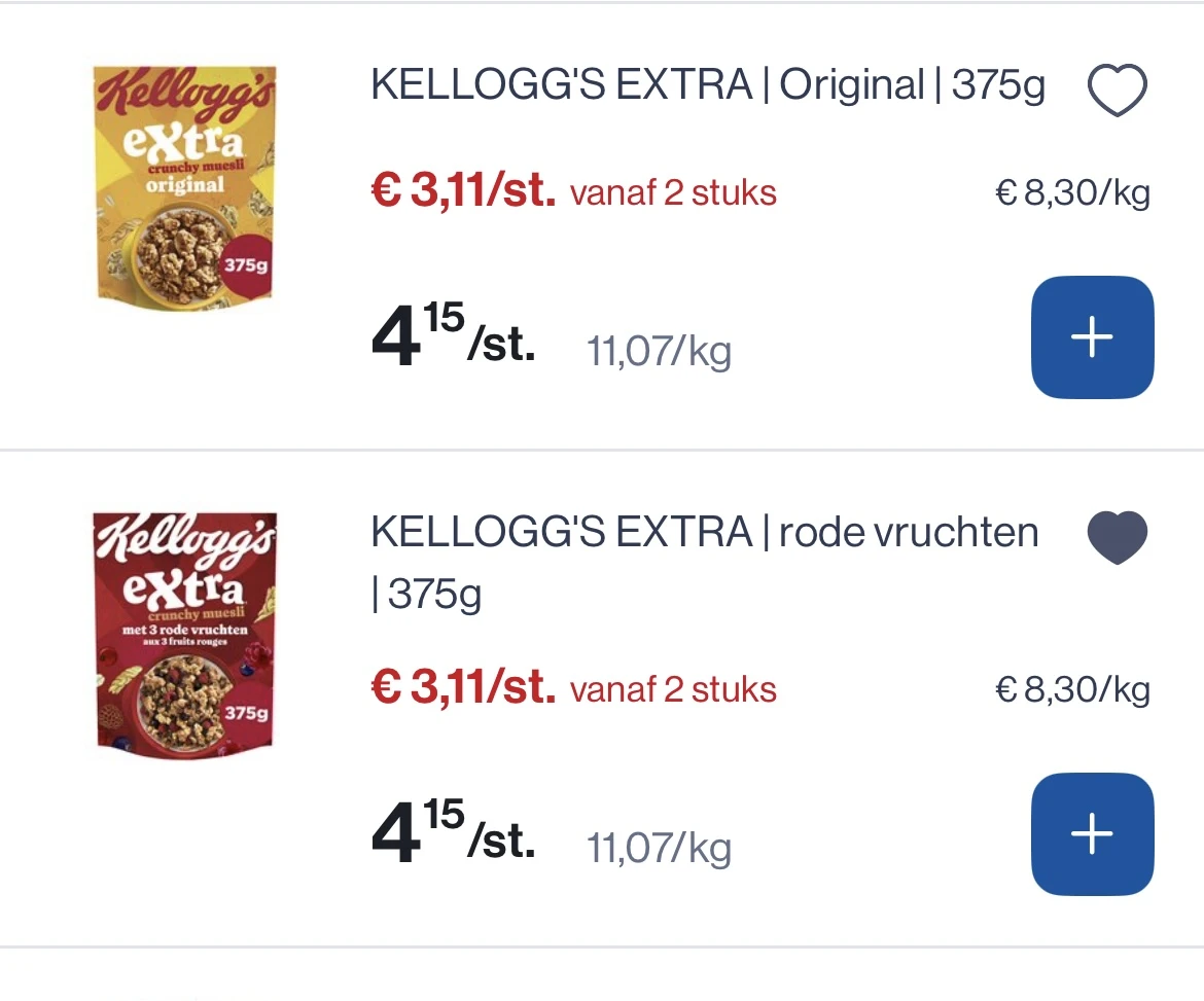 Kellogs extra ontbijtgranen -25%