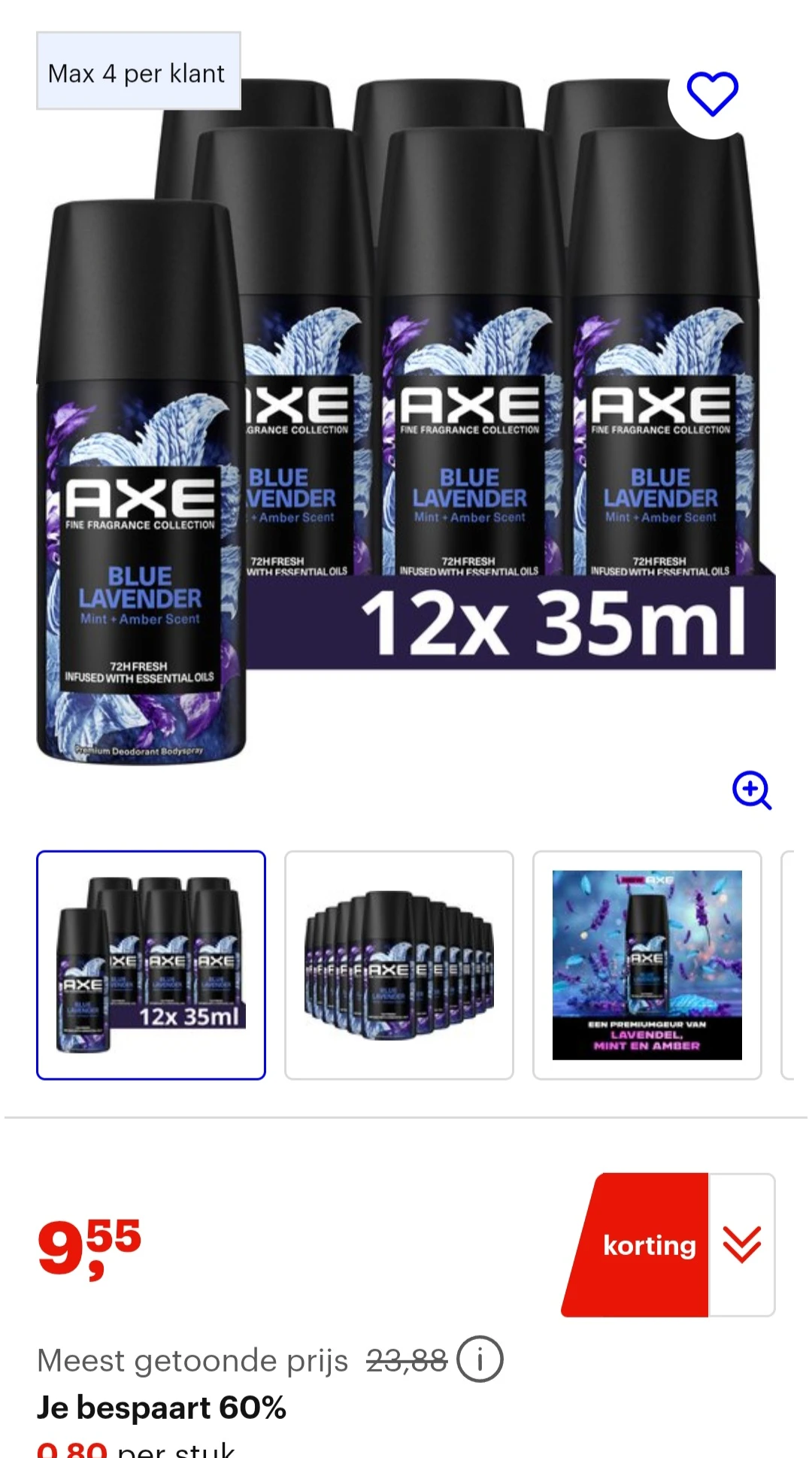 12x35ml axe deodorant blue lavender -60% bij bol.com
