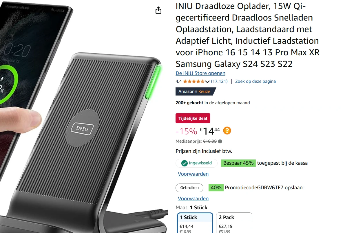 INIU Draadloze Oplader