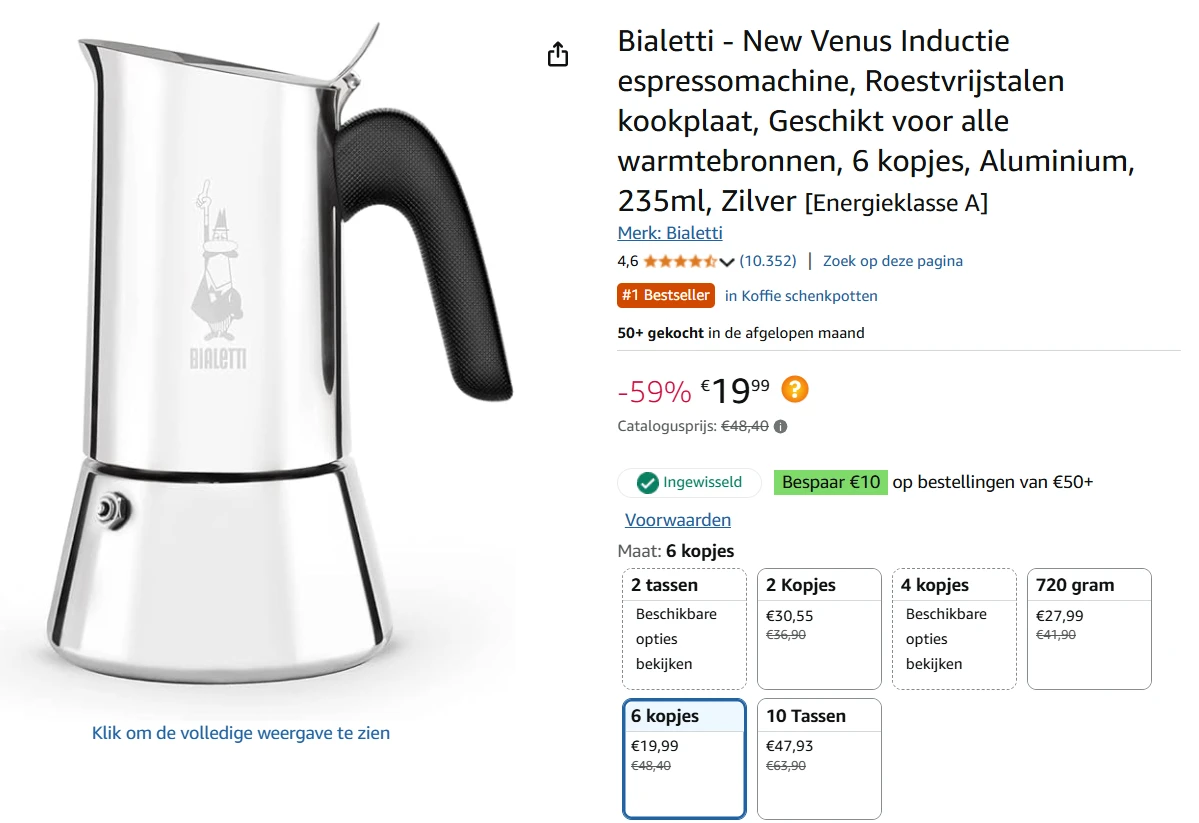 Bialetti - New Venus Inductie espressomachine