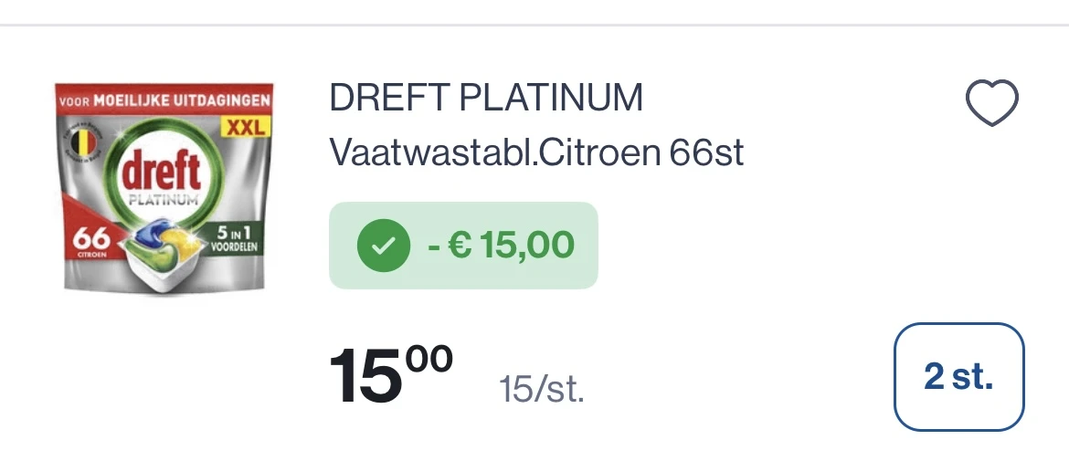 Dreft platinum vaatwastabletten citroen 66 stuks -50% bovenop goedkope prijs