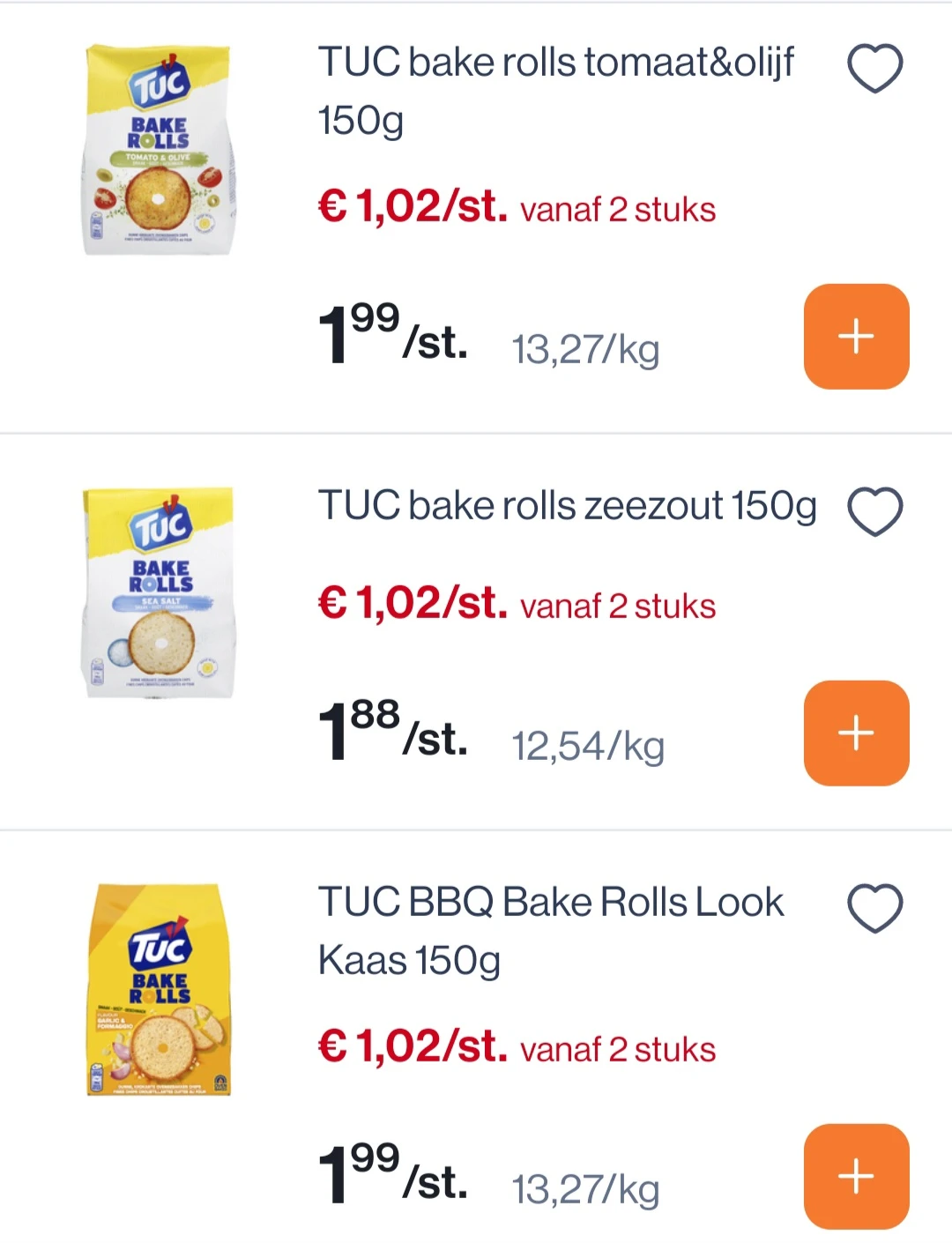 Tuc bake rolls goedkoper
