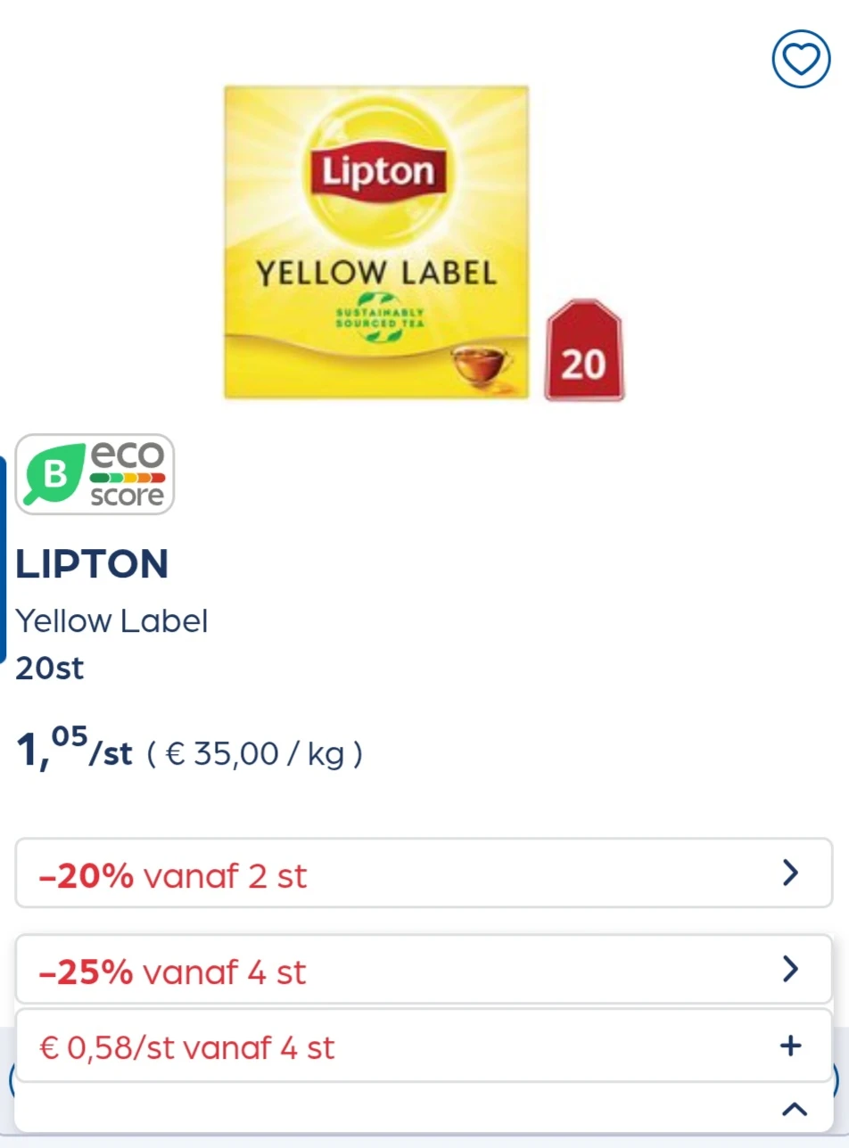 Lipton thee -25% extra