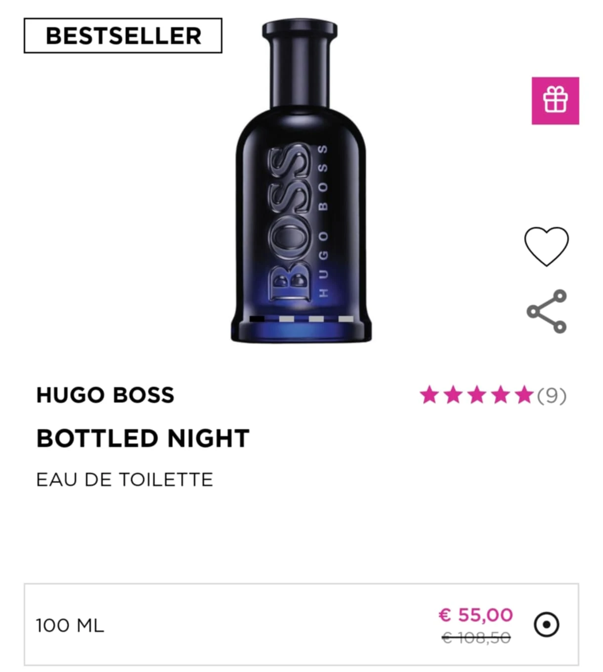 Hugo Boss Bottled Night, 100 ml voor €45