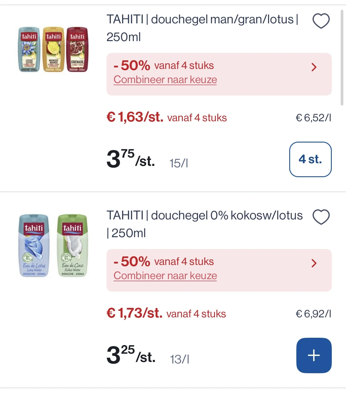 Verschillende Tahiti douchegel -50% extra