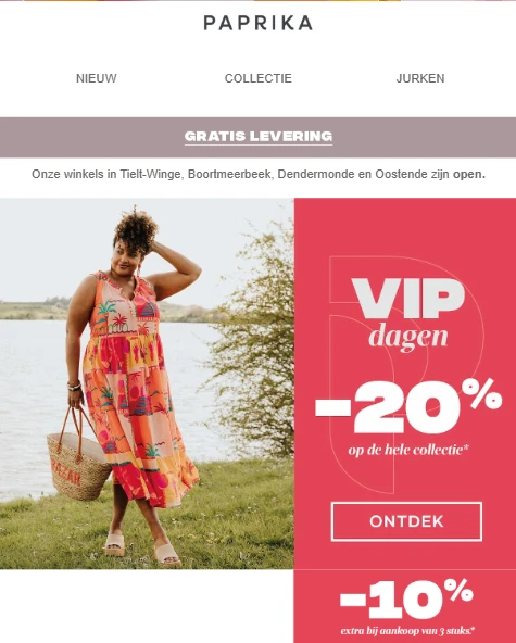 20% korting bij paprika en 10% extra bij aankoop vanaf 3 stuks
