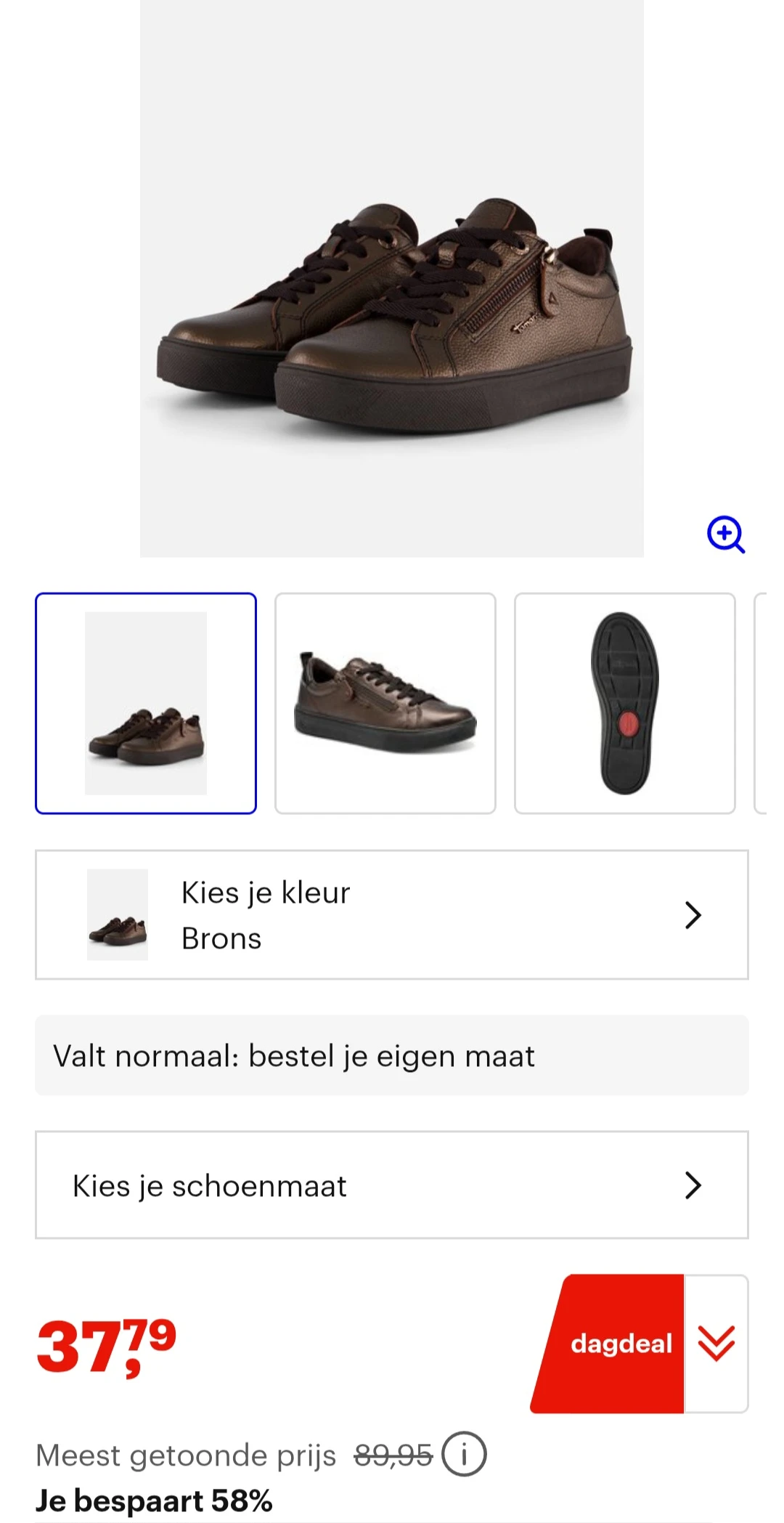 Tamaris comfort sneakers brons leer enkel maat 40 -58% bij bol.com