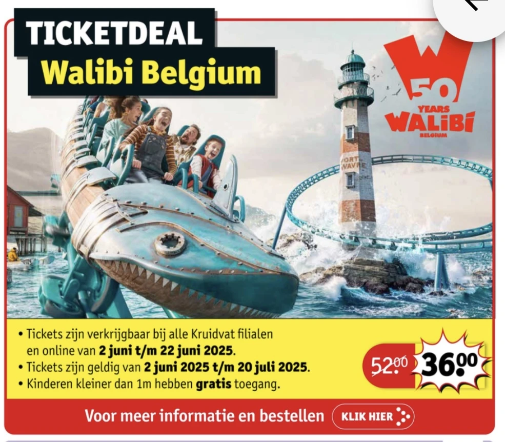 Ticketdeal Walibi Belgium bij Kruidvat