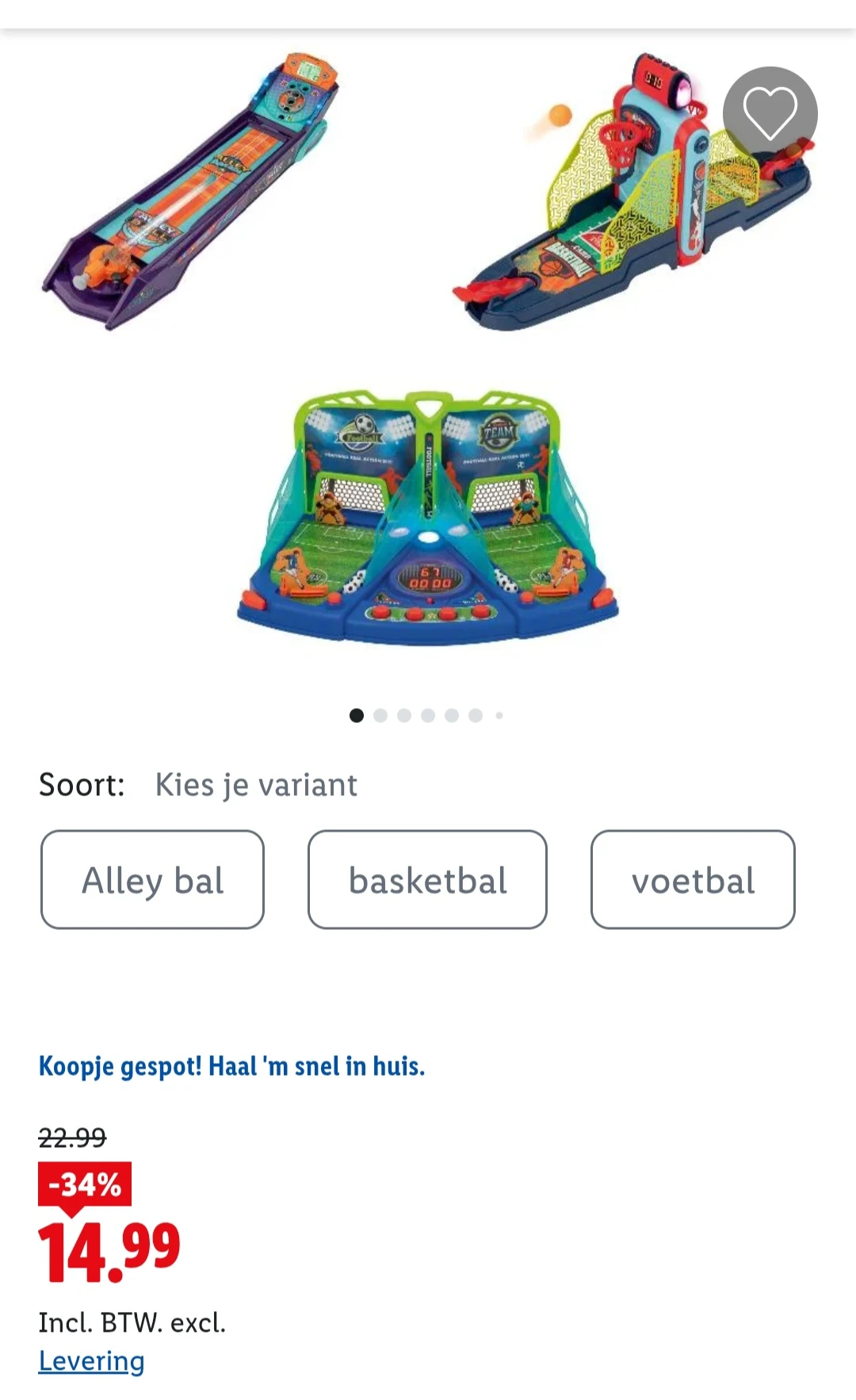 -34% elektronisch balspel bij Lidl