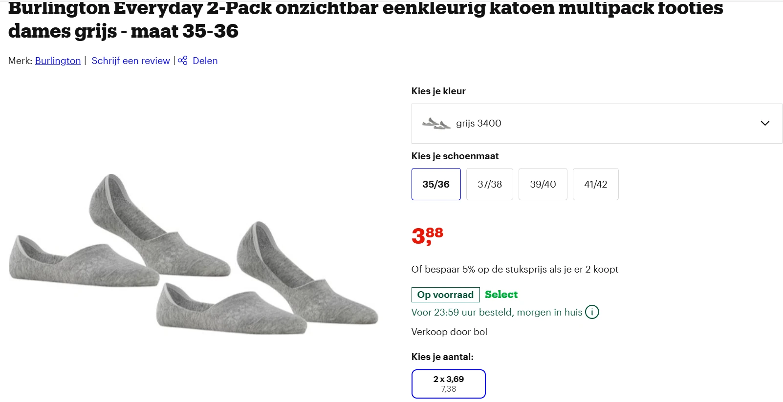 katoen multipack footies aan verlaagde prijs bij bol