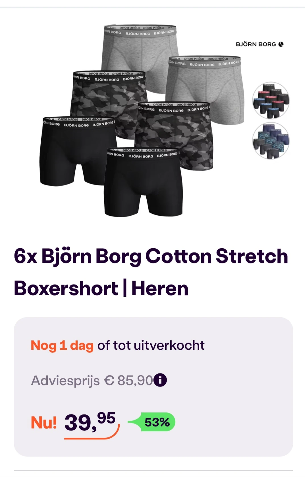 6x Björn Borg boxershort -53% op ibood.com