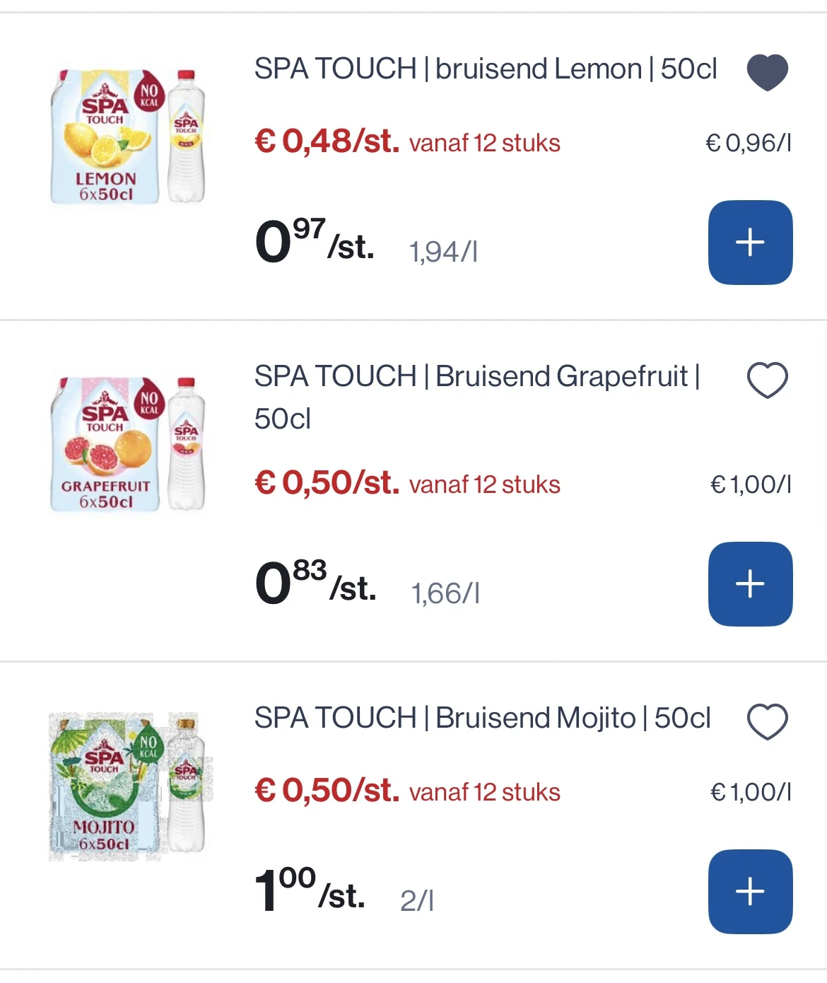 Spa touch flesjes 50 cl tot - 50%