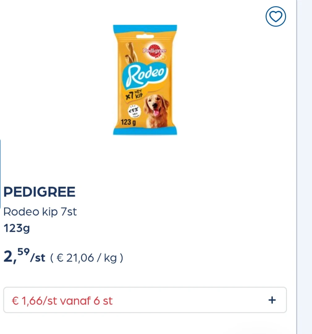 Pedigree rodeo kip 7st 123g goedkoper