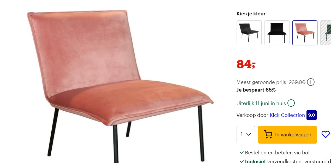 Kick fauteuil Velvet Lola