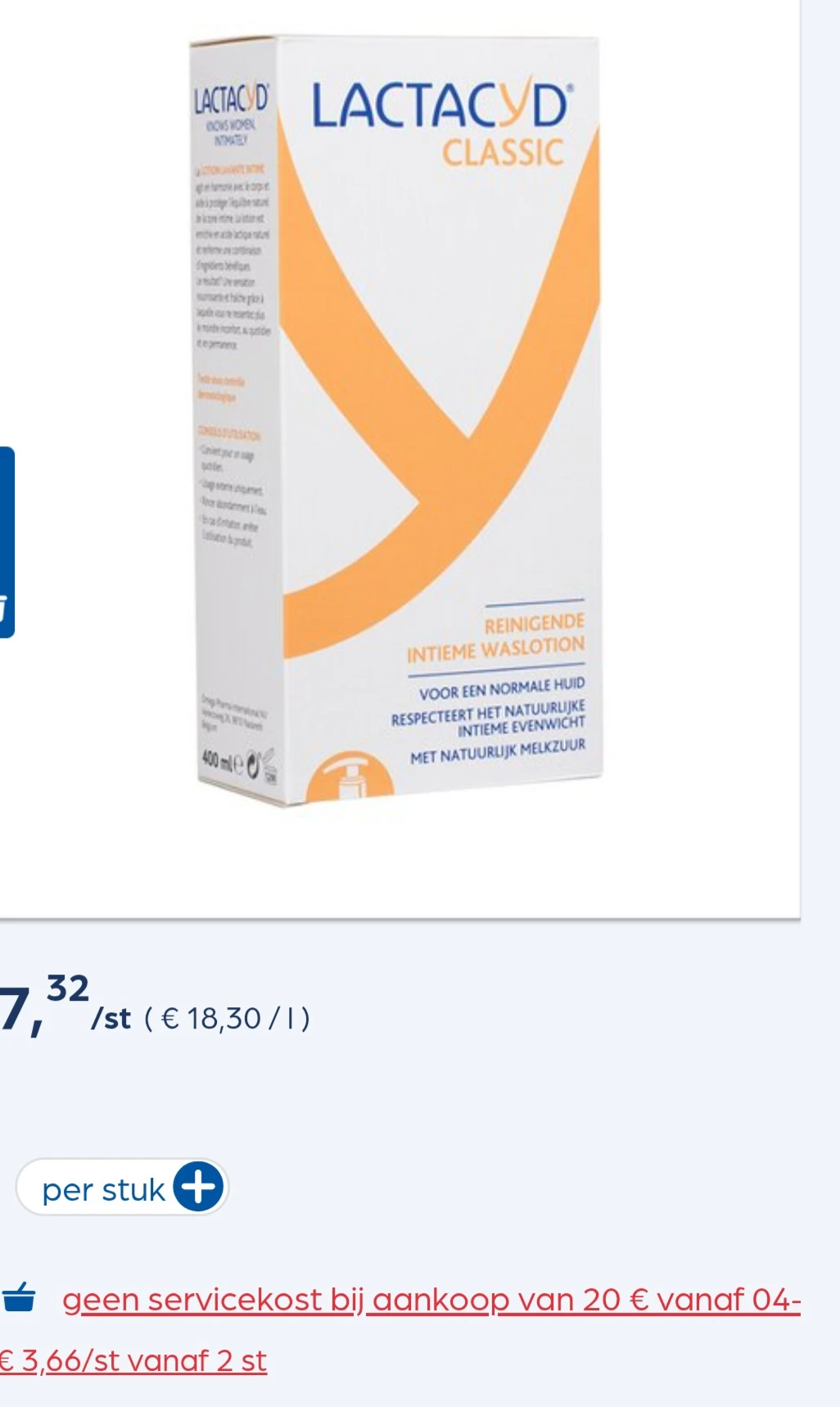 Lactacyd intieme waslotion 400ml 50% goedkoper