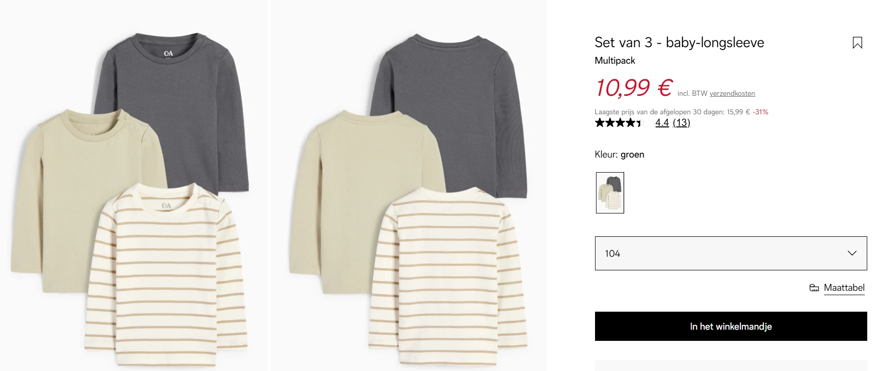 Longsleeves jongens met > 30% korting, kleedje en make-up tasjes bij C&A ๐๏ธ