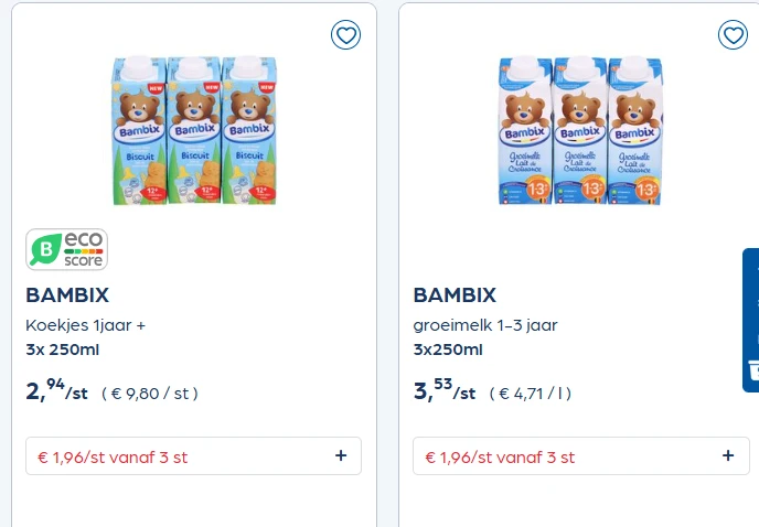 Bambix groeimelk 1-3 jaar goedkoper