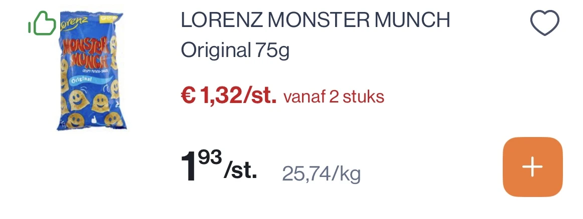 Lorenz Monster Munch original 75 gram reactie op Aldi