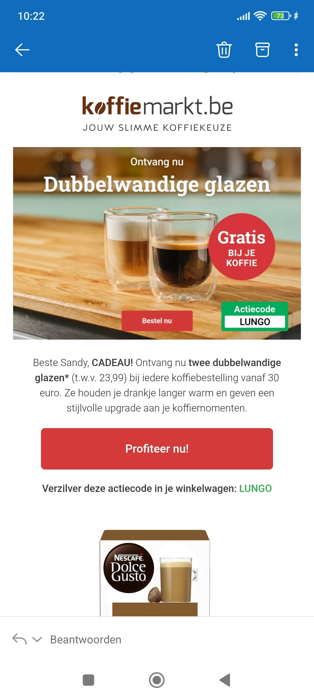 Gratis 2 dubbelwandige glazen bij koffiemarkt