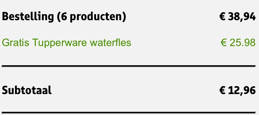 gratis Tupperware waterfles bij aankoop