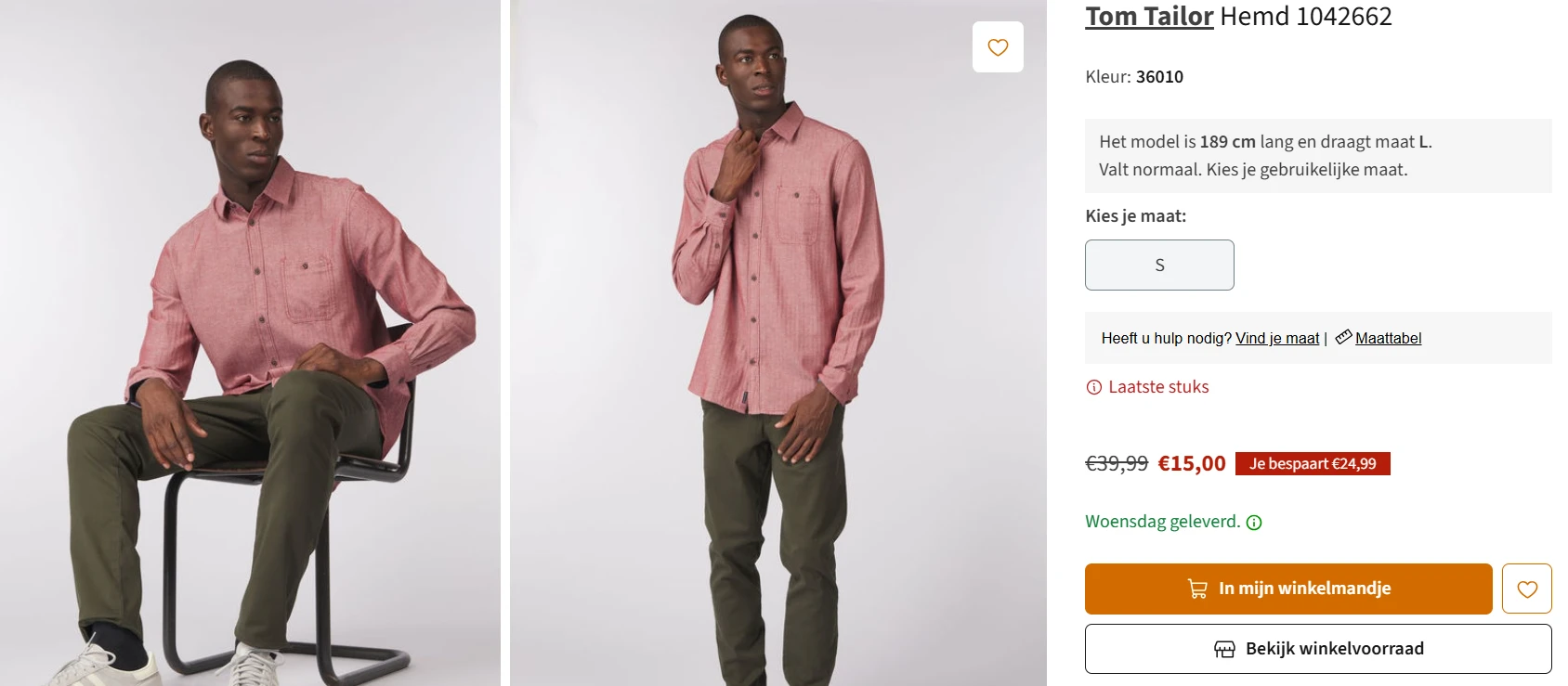 Tom Tailor hemd heren €15,00 maat S 🌎 A.S. Adventure