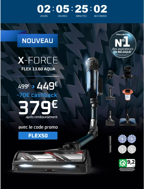 -120€ op de X-Force Flex 13.60 Aqua van Rowenta