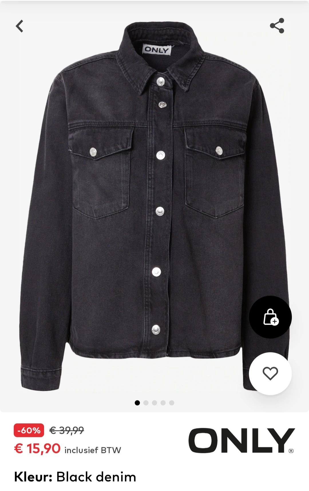 Only tussenjas Onlella in black denim -60% op aboutyou.be