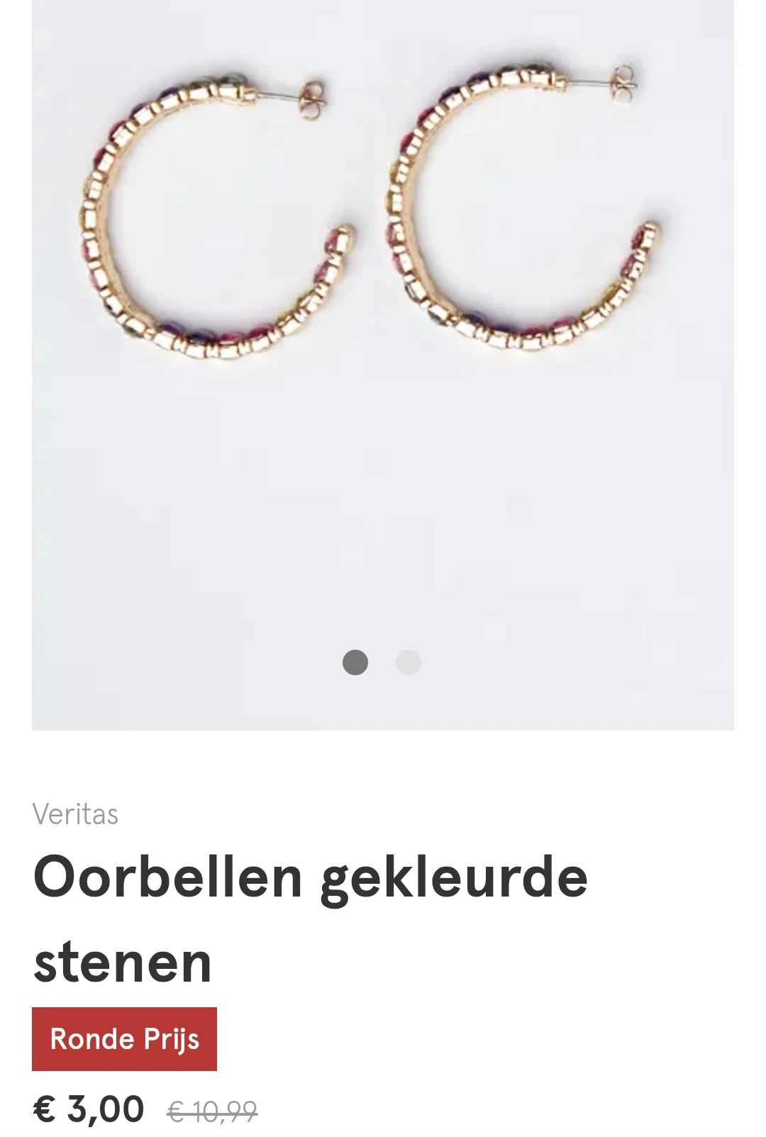 Oorbellen gekleurde stenen €3 op veritas.be