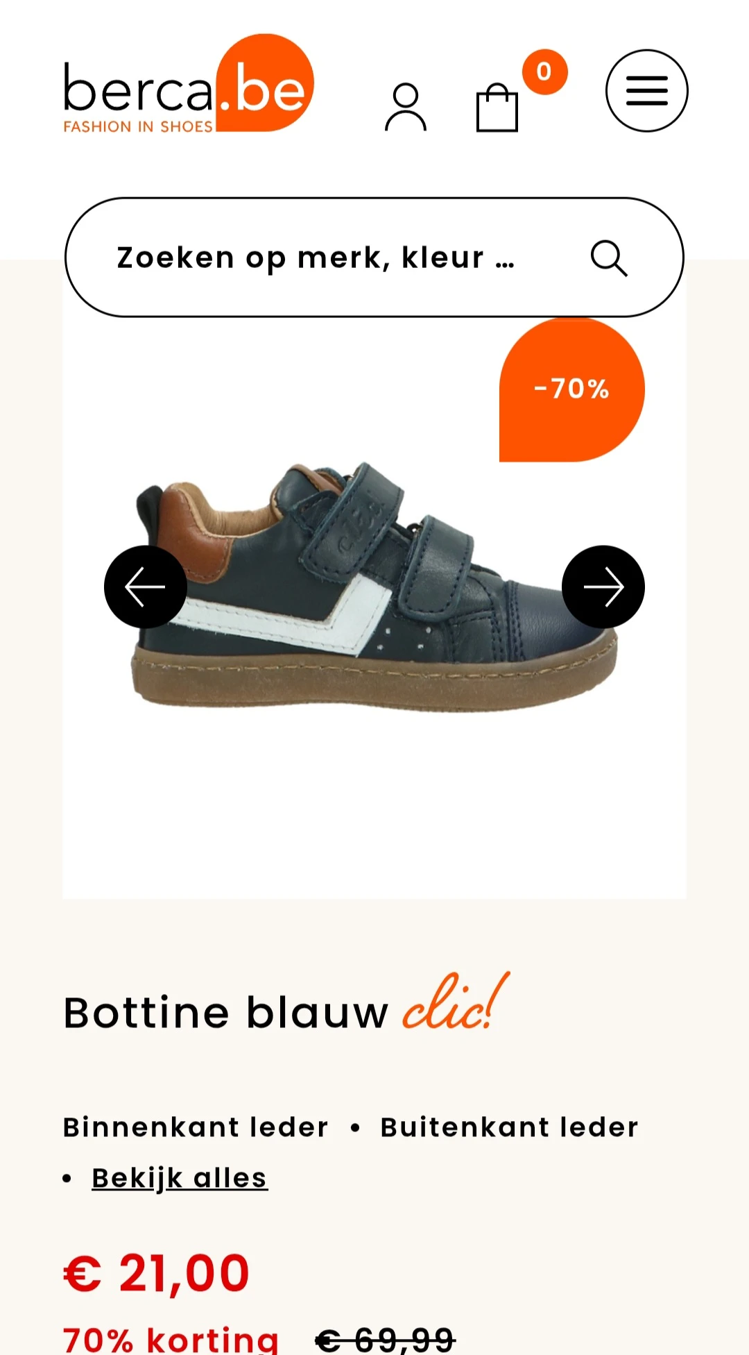 Bottine blauw Clic enkel maat 20 -70% bij Berca
