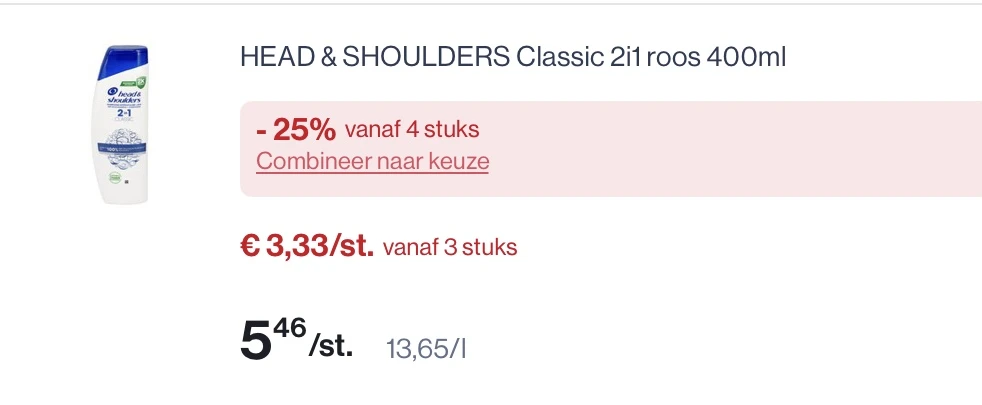 Head&Shoulders met dubbele korting reactie Kruidvat en pantene -50% reactie Albert Heijn