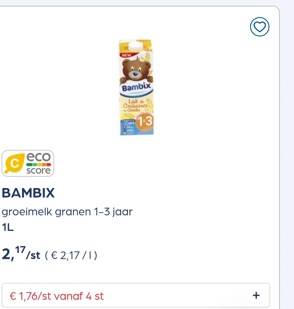 Bambix groeimelk 25% goedkoper