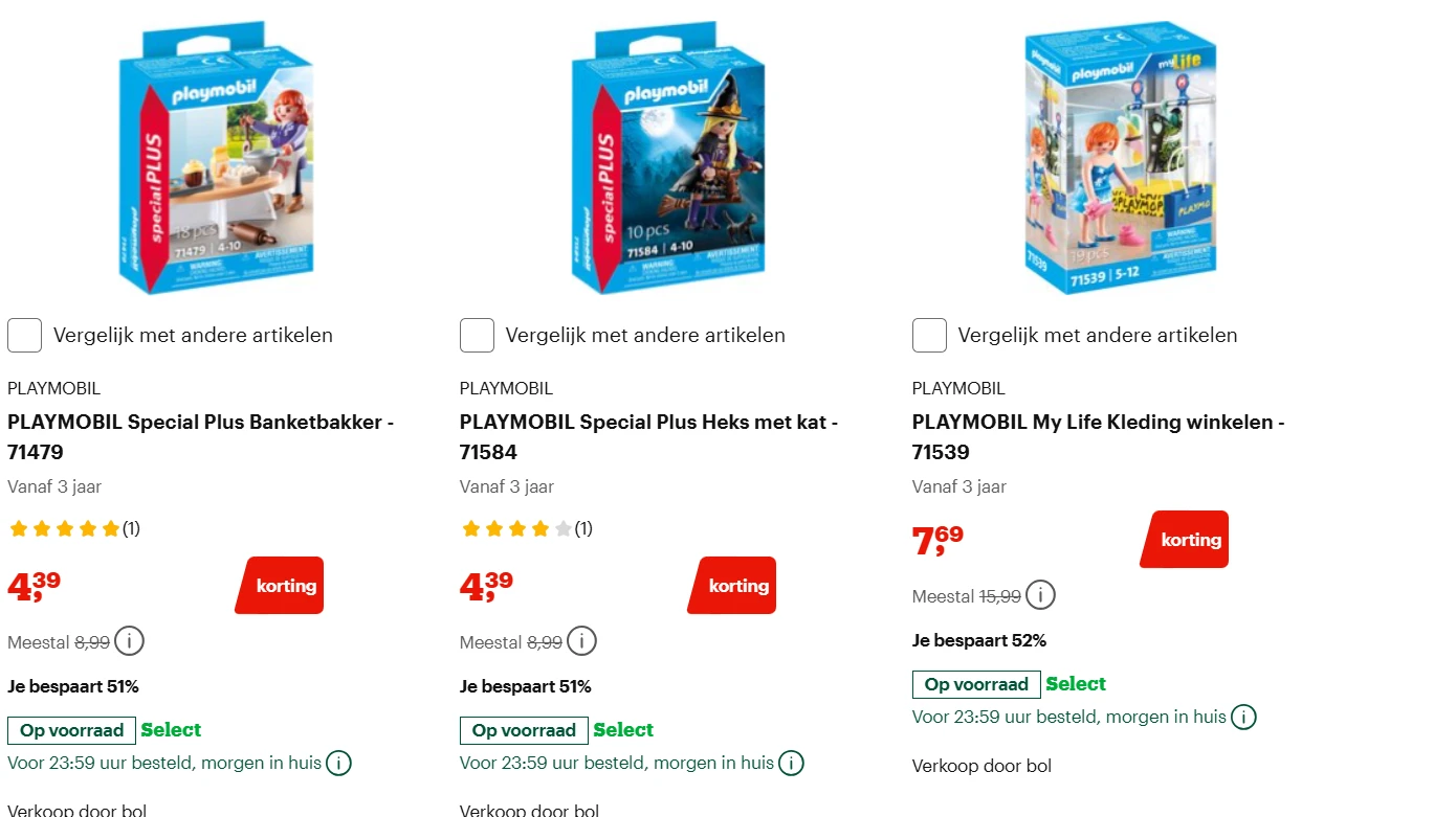 playmobil bij bol met 50% korting