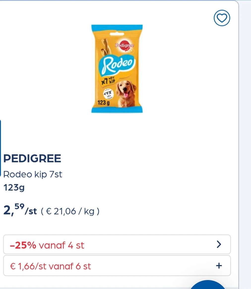Pedigree rodeo kip 7st 123g -25% extra