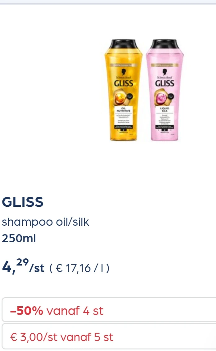 Gliss shampoo en conditioner -50% extra