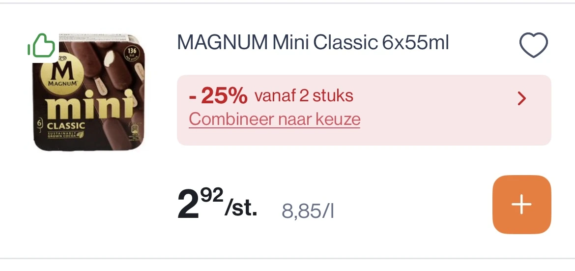 Magnum goedkoper + korting -25% reactie Delhaize 1+1