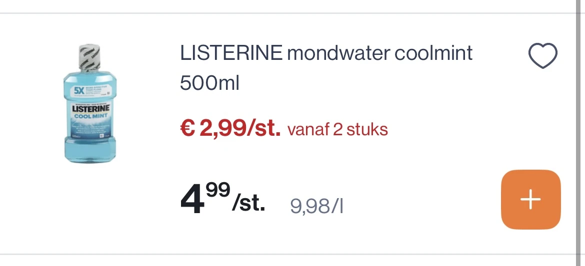 Listerine goedkoper reactie Delhaize 1+1