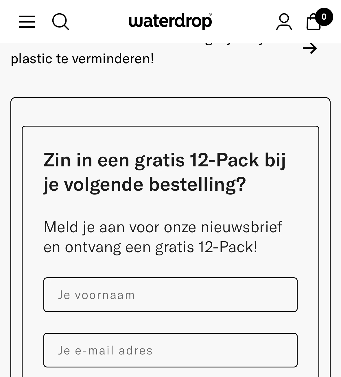 Waterdrop nieuwsbrief = 12-pack gratis bij bestelling