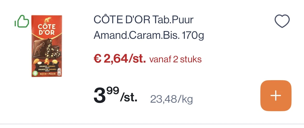 Cote d’or tablet puur amandelen -caramel-biscuit -50%