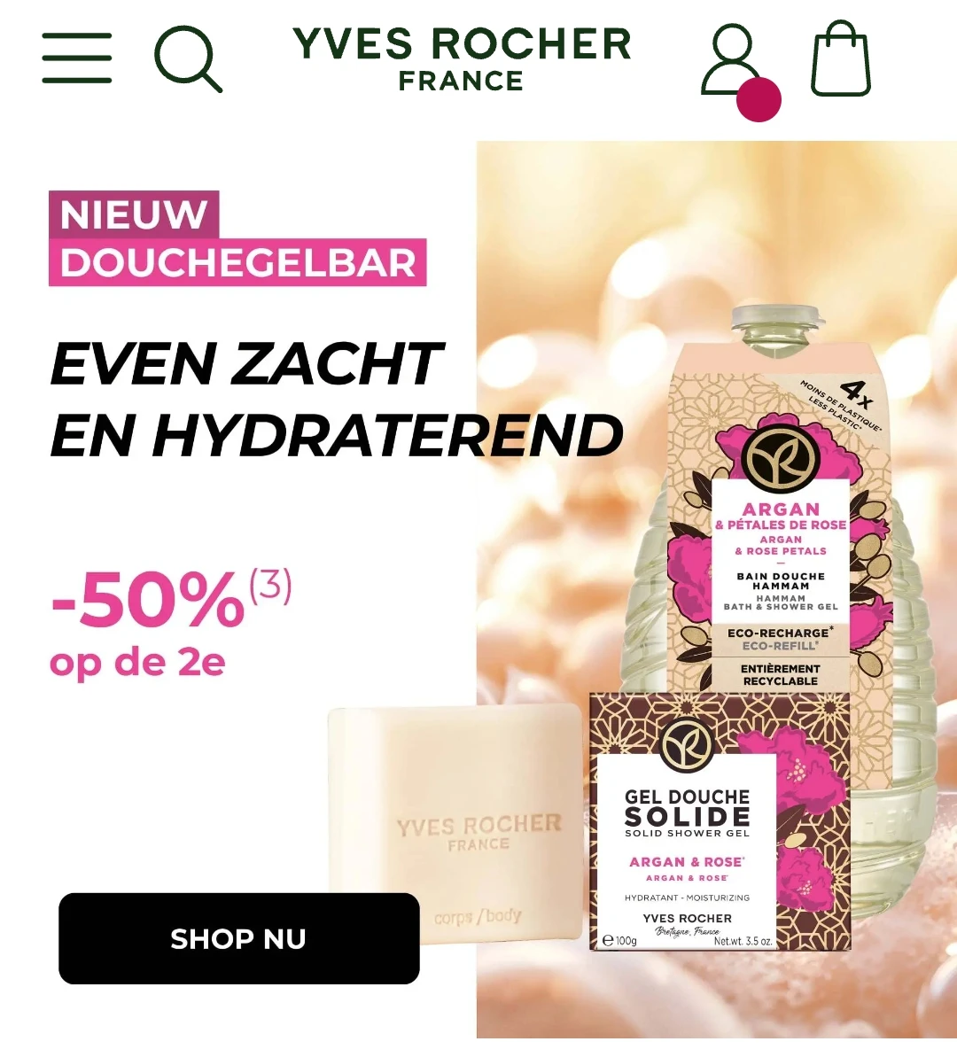 50% korting op je 2de product bij Yves Rocher