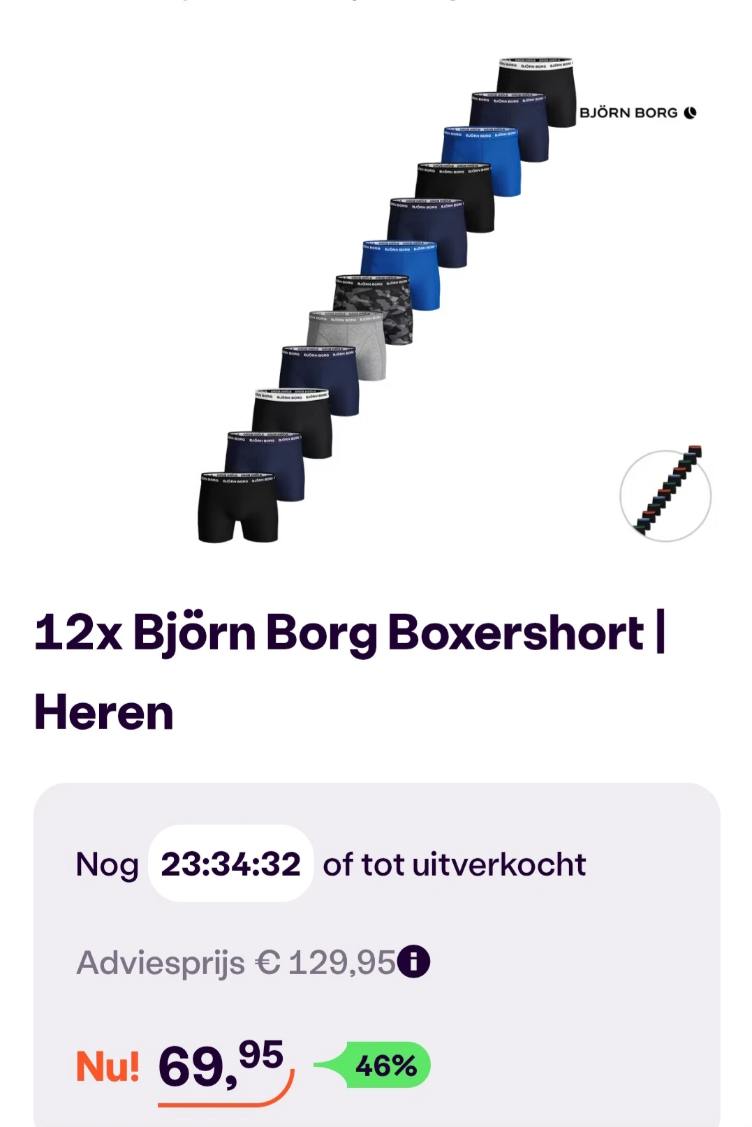 12x Björn Borg boxershort -46% op ibood.com