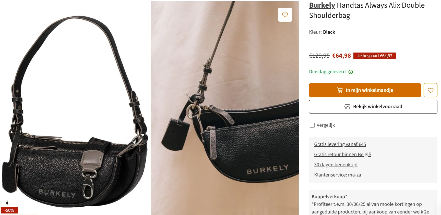 -50% Burkely handtas bij A.S. Adventure