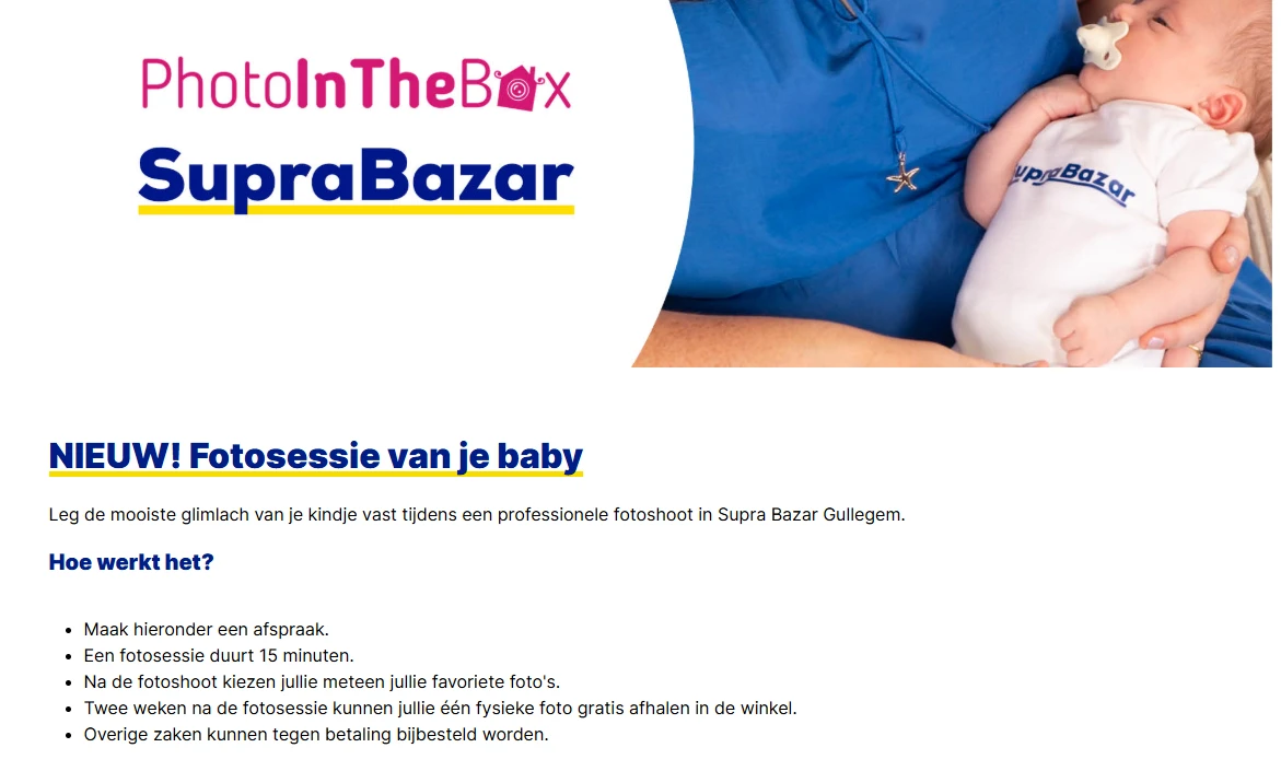 Fotoshoot met gratis afdruk 👶 Supra Bazar Gullegem