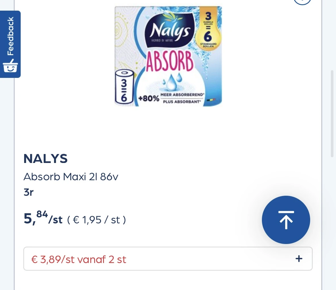 Nalys keukenrol absorb maxi 2L 86 vellen -33,34%