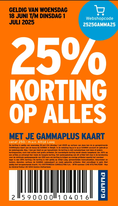-25% op alles bij Gamma
