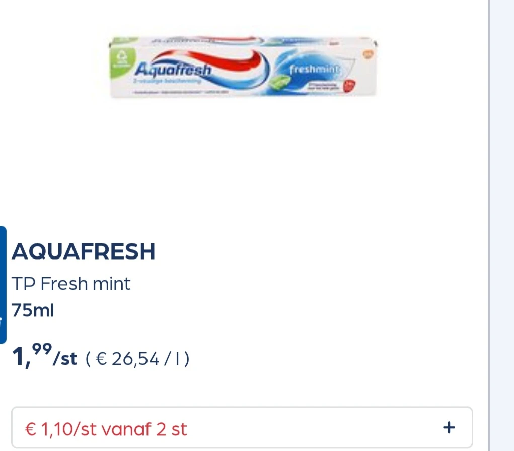 Aquafresh goedkoper